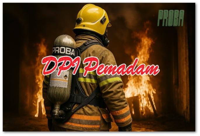 SCBA Proba dipakai petugas pemadam kebakaran.