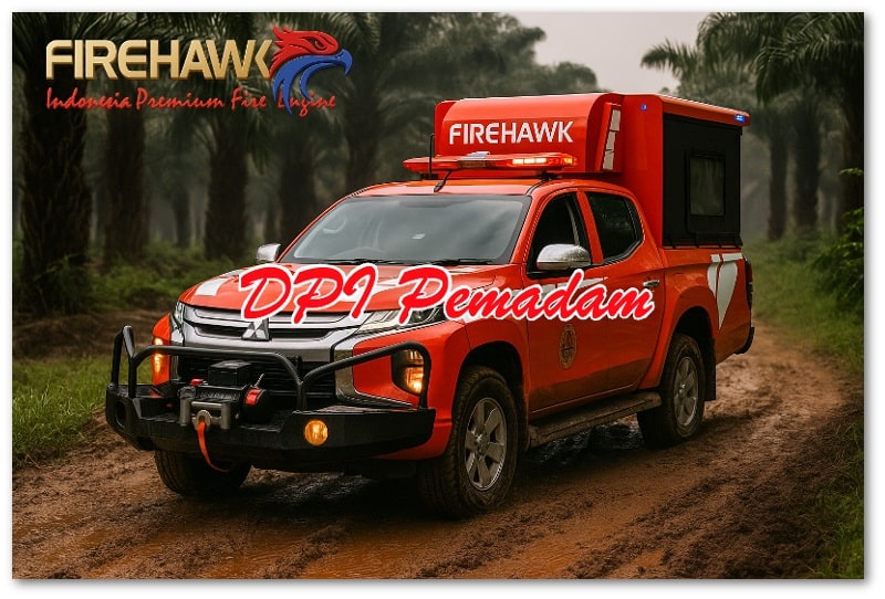 Mobil patroli Karhutla Firehawk saat digunakan di medan hutan berlumpur dalam operasi pemantauan lapangan.