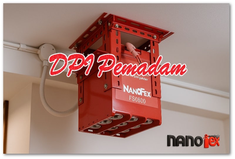 Pemadam api otomatis NANOFEX berbasis nano ferosol yang terpasang di plafon ruangan