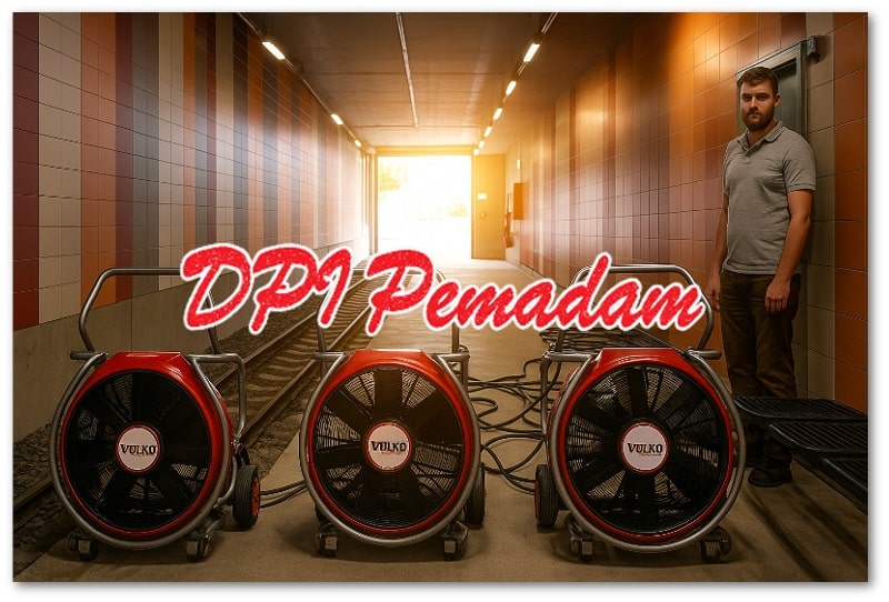Penempatan kipas Positive Pressure Ventilation (PPV) Fan