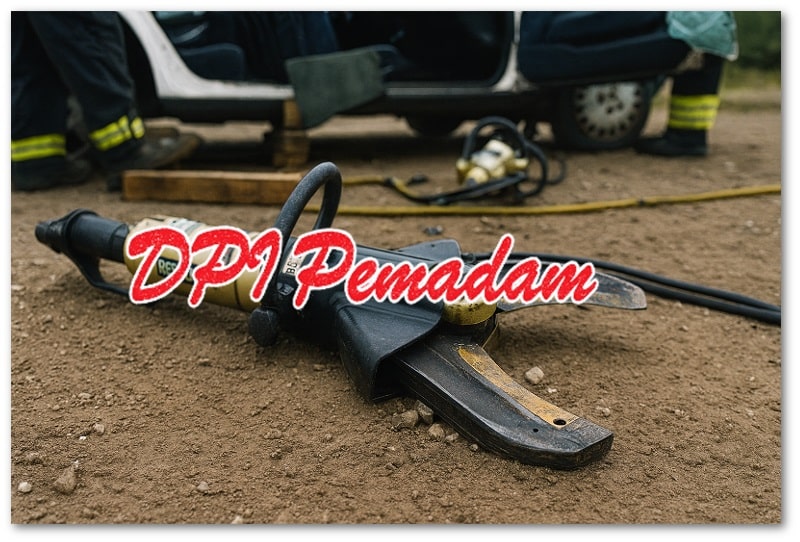 Hydraulic cutter GENESIS di permukaan tanah saat operasi ekstrikasi kendaraan