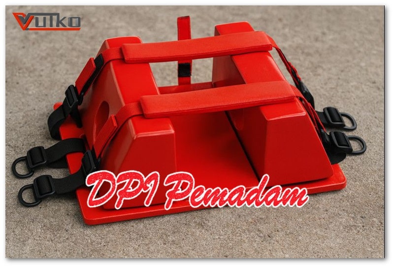 Head immobilizer VULKO untuk spine board sebagai alat stabilisasi kepala dalam evakuasi darurat.