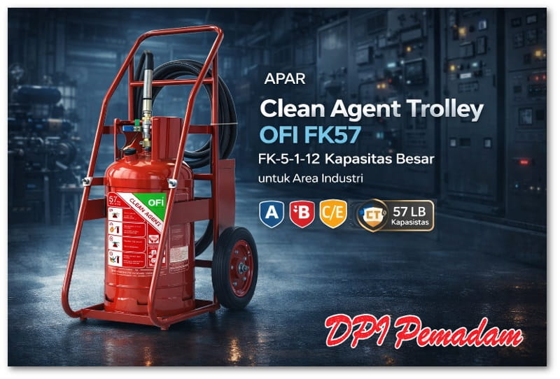 APAR Clean Agent Trolley OFI FK57 | Pemadam Api FK-5-1-12 Kapasitas ...