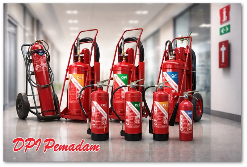 APAR alat pemadam api ringan berbagai jenis portable dan trolley untuk proteksi kebakaran sesuai standar NFPA dan SNI.